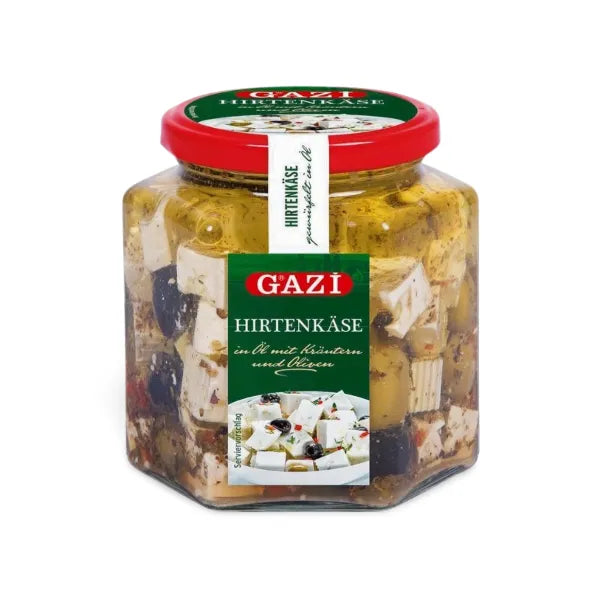 GAZI FETA CUBES ET OLIVES DANS L'HUILE 45% 375GR